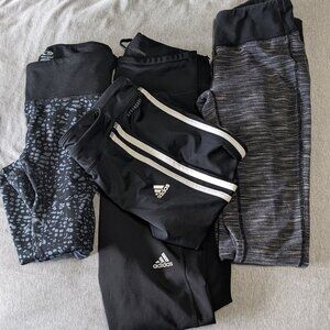 Lot of 4 junior athletic pants leggings Adidas Champion Reebok